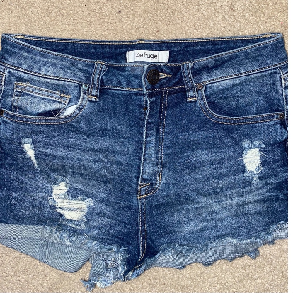 Ripped Blue Jean Shorts by Refuge